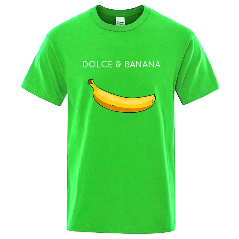 Summer Men's T-shirt High Quality 100%Cotton Funny Banana Printing Loose O-neck Men Short Sleeve Casual For Male T-shirt Top Tee