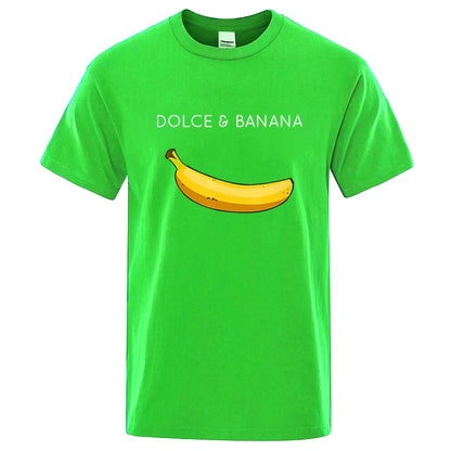 Summer Men's T-shirt High Quality 100%Cotton Funny Banana Printing Loose O-neck Men Short Sleeve Casual For Male T-shirt Top Tee
