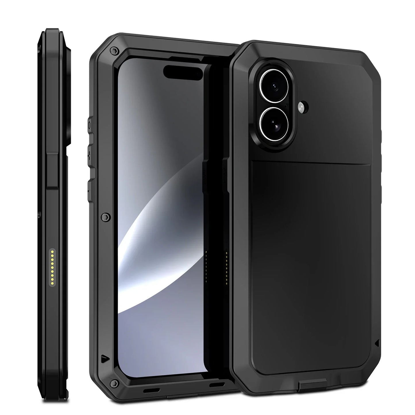 Heavy-duty protective armor metal aluminum shell iPhone 17 16 15 14 13 Mini 12 Pro 11 XS Max XR 16e shockproof protective case