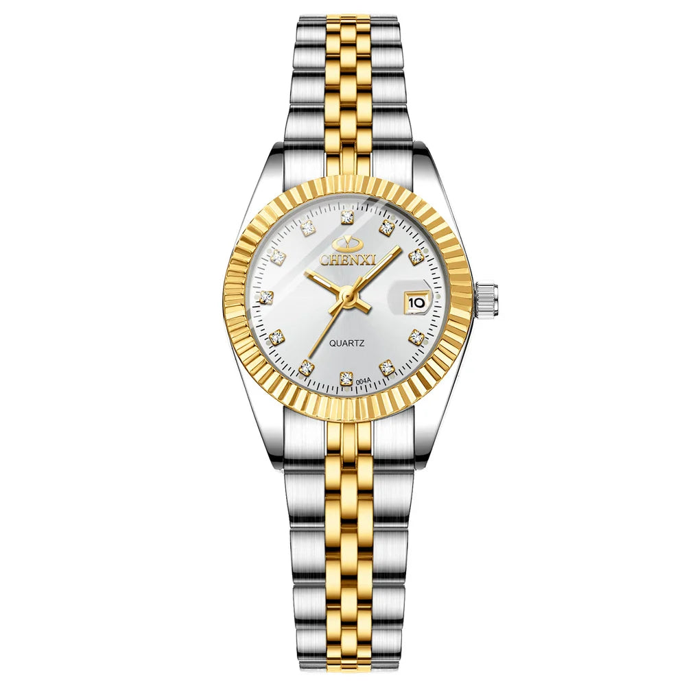 CHENXI Super Hot Sale Luxury Women's Watch Quartz Golden Stainless Steel Small Dial Charm Dress Trendy Wristwatch for Fashion La