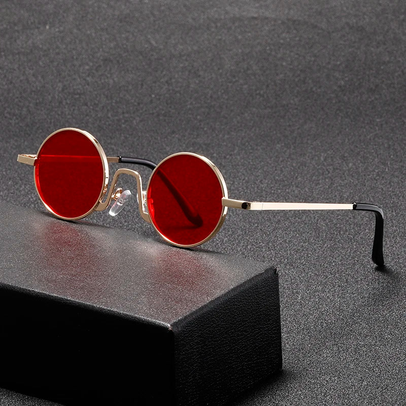 Fashion Retro Round Hippie Sunglasses for Women Men Trendy Punk Disco Party Glasses Circle Metal UV Protection Sunglasses