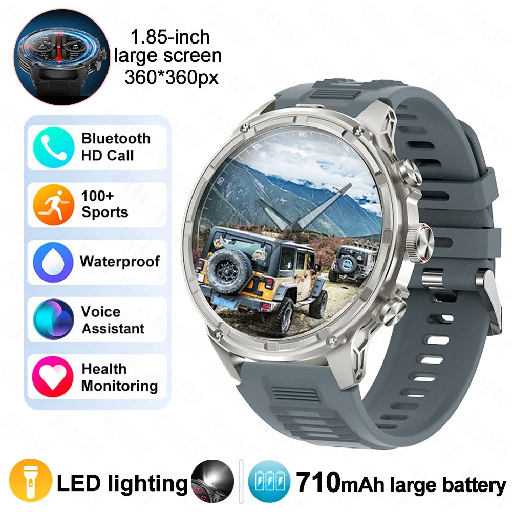 New T-Rex3 710mAh Large Battery Durable Adult Smart Watch 1.85-inch GPS trackr Compass 3ATM Waterproof BT Call Sports Smartwat
