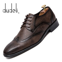 Brogue Formal Shoes Men Dress Leather Shoes Fashion Men Flats Shoes