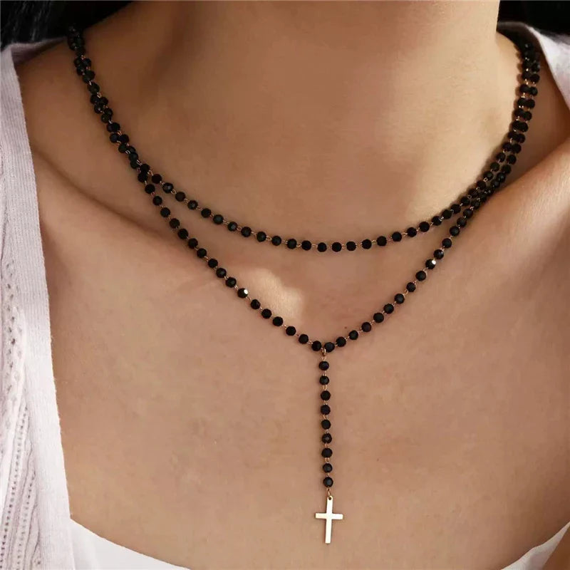 Gothic Black Peach Heart Star Pendant Necklace For Women Men Sliver Color Love Short Choker Punk Y2K Charms Jewelry Accessories