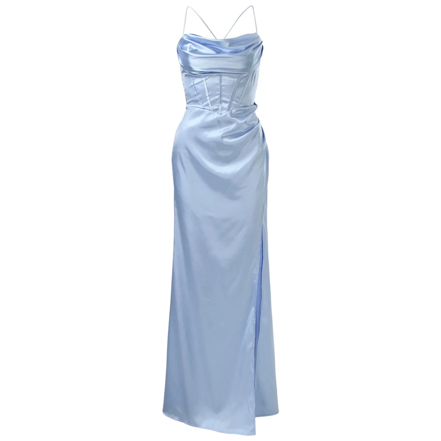 Evening wear Dresses: Strap Satin Corset Dress for Women Evening Dresses