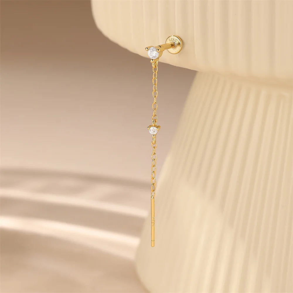 Aide 925 Sterling Silver Long Chain Tassel Baroque Irregular Pearl Dangle Earrings for Women C Shape Earrings Jewelry Pendientes