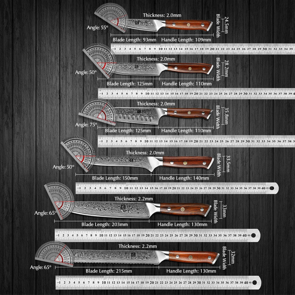 1-10 PCS Kitchen Knife 67 Layers Damascus Steel Chef Slicing Utility Paring Knife