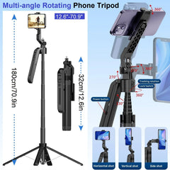 Auto Face Tracking Tripod 360° Rotation, 71" Extendable Phone Tripod Selfie Stick Smart