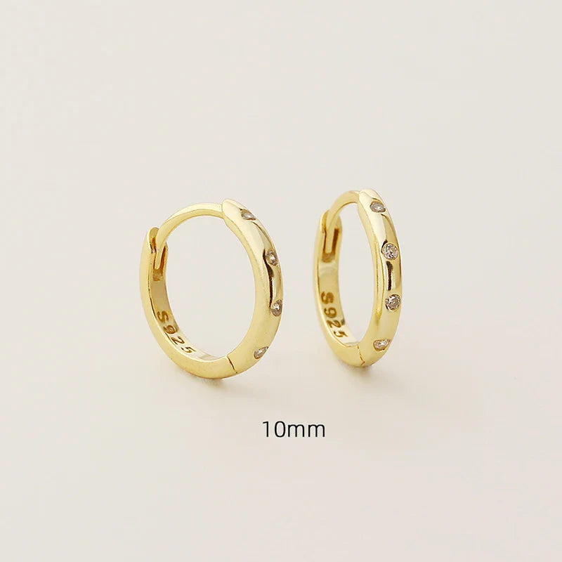 WANTME 925 Sterling Silver Fashion Simple Piercing Ear Closure Statement Stacked Ear Hoop Earrings for Women Huggies Jewelry
