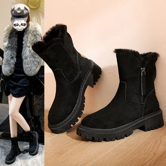 NEW Snow Boots Women 2023 Winter Warm Fashion Designer Platform Boots  Non-slip Short Plush Flats Suede Shoes Mujer