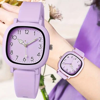 1/10PCS Fashion Square Women Watches Casual Silicone Band Quartz Wristwatch for Girls Clock Reloj Mujer（Without Box）