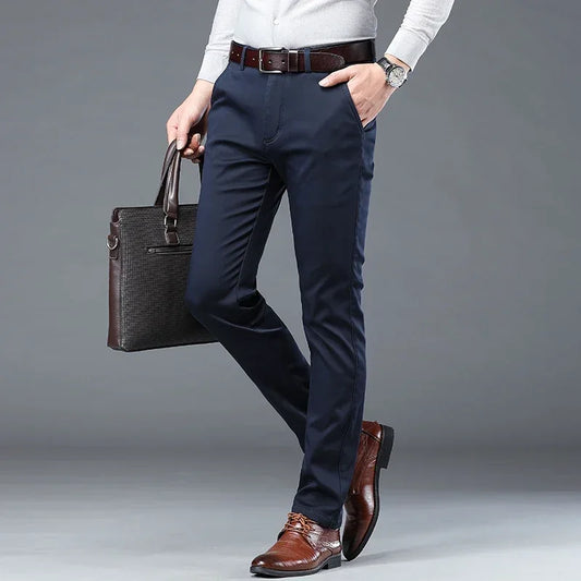 Spring Men's Trousers Fashion Casual Slim Business Office Pants Male