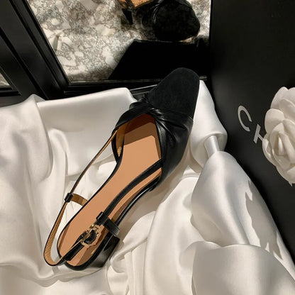 LeShion Of Chanmeb Women Kid Suede Leather Brand Designer Sandals Buckle Strap Mix Color Shoes Lady Elegant 2023 Spring Footwear