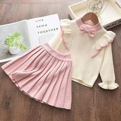 Casual Girls Dress Knitting Kids Suit Winter Long Sleeves