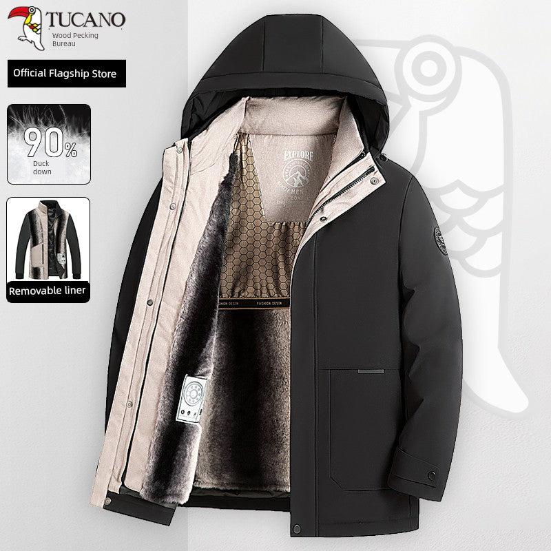 Woodpecker Men Fleece-lined Thickened Middle-Aged and Elderly Heattech Dad