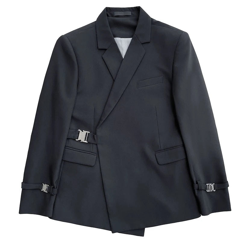 Beach Wedding Outfit Men: Men's Suit Set with Belt Decoration, Casual Two-Piece Suit