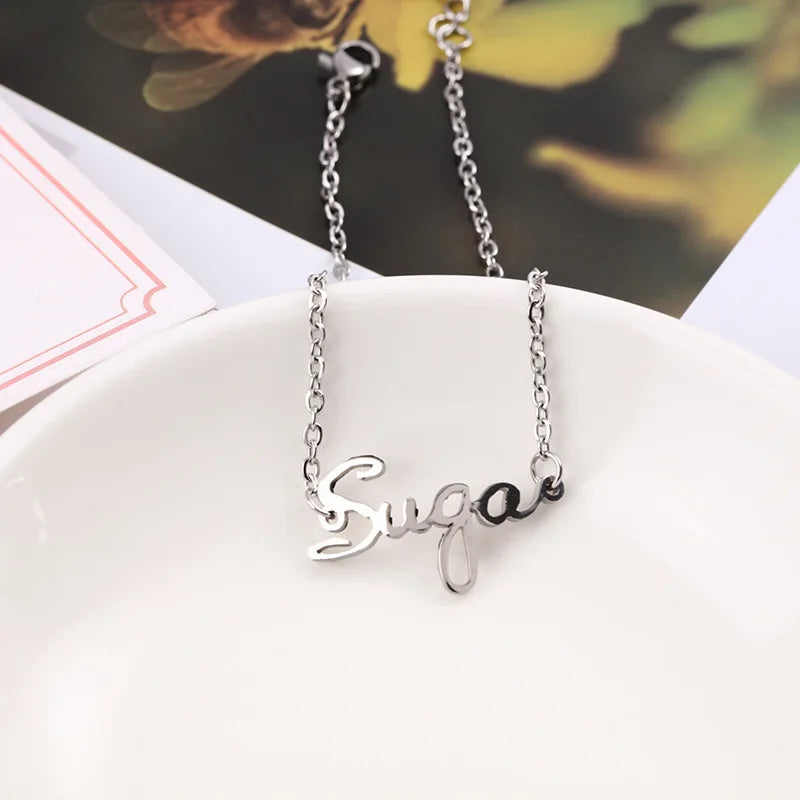 Kpop Member Name Titanium Steel Bracelet Suga Jimin Jin Jungkook V RM Letters Celebrity Jewelry Accessories Gift