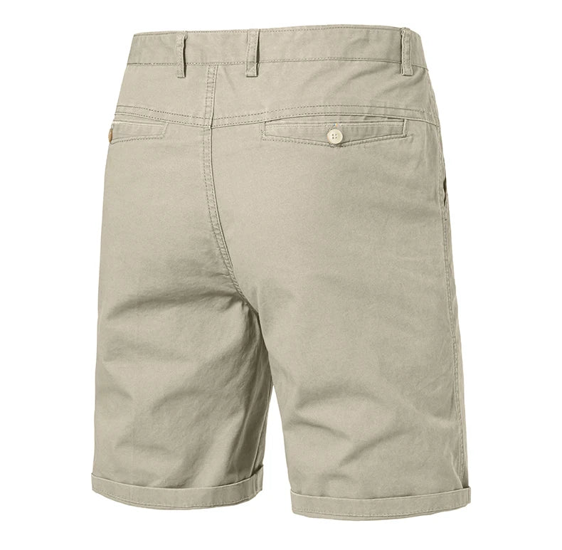 8 Colors Mens Cotton Casual Shorts Summer Business Casual Knee Pants Classic Khaki American Style Streetwear Golf Shorts Beige