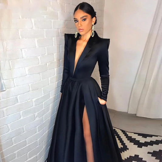 Homecoming Dresses: Simple Black Prom Dress Long A Line Evening Dress