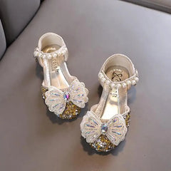 Kids Lace Bow Sandals Cute Girls Colorful Rhinestone Sandals Children's Princess