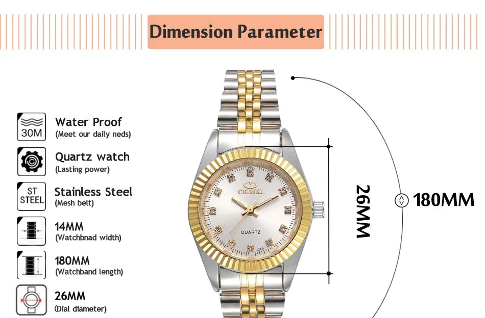 CHENXI Super Hot Sale Luxury Women's Watch Quartz Golden Stainless Steel Small Dial Charm Dress Trendy Wristwatch for Fashion La