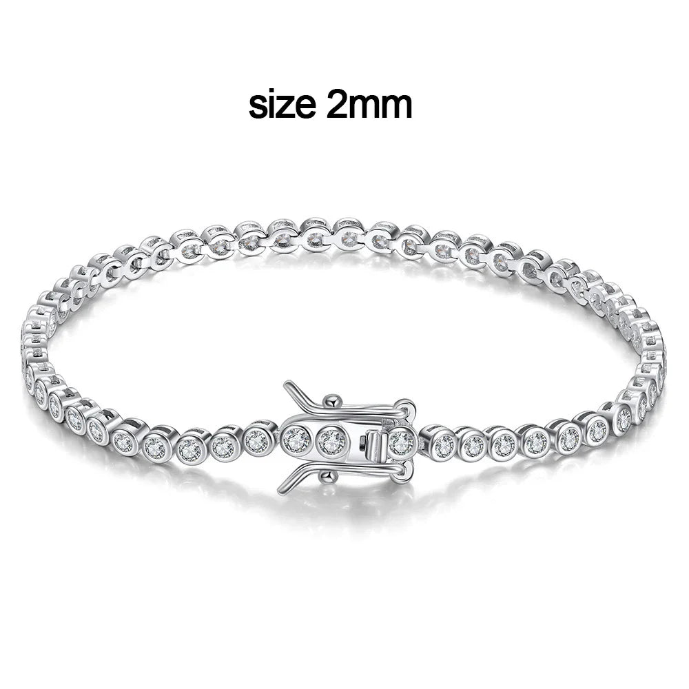 KNOBSPIN D VVS1 Round Moissanite Tennis Bracelet Original s925 Sterling Silver Plated 18k Gold with GRA Bracelets for Women Man