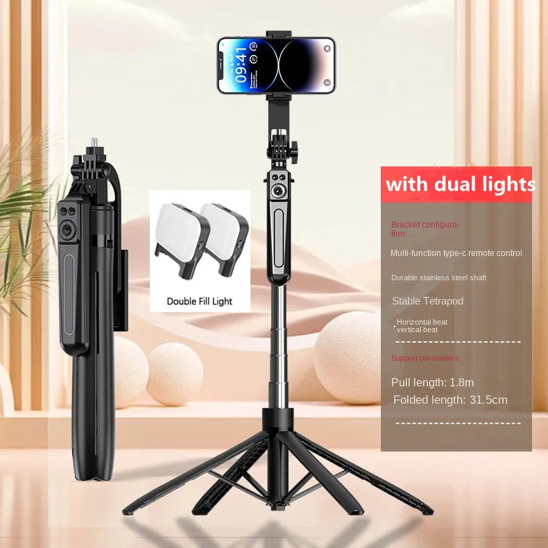 1.8M Long Extended Bluetooth Wireless Selfie Stick Live Broadcast Stand Holder Tripod