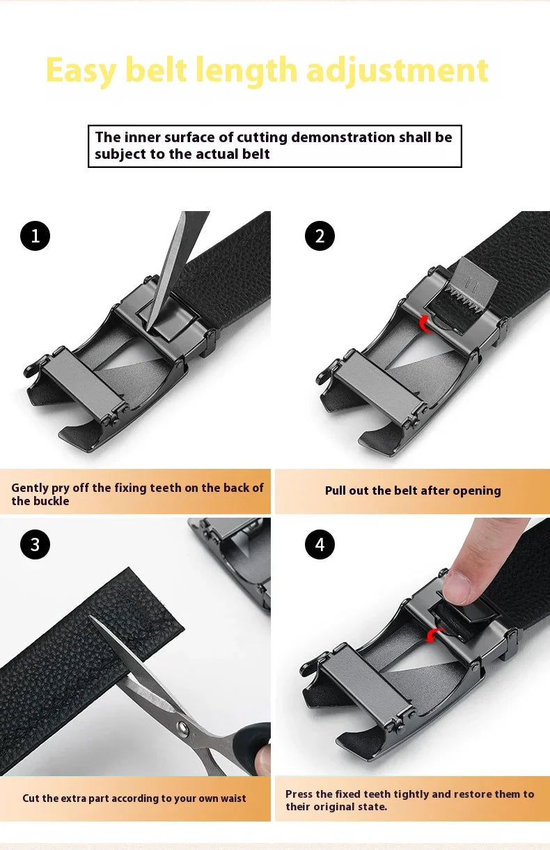 OYIFAN Fashion Men's Belt Automatic Belt Cowhide Genuine Leather Automatic Buckle,Designer Belts,Business Casual Belts for Men