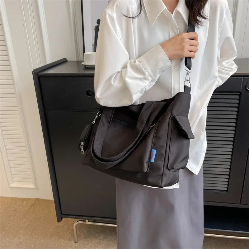 Oxford Canvas Composite Shoulder Bag Solid Color Versatile Lazy Style