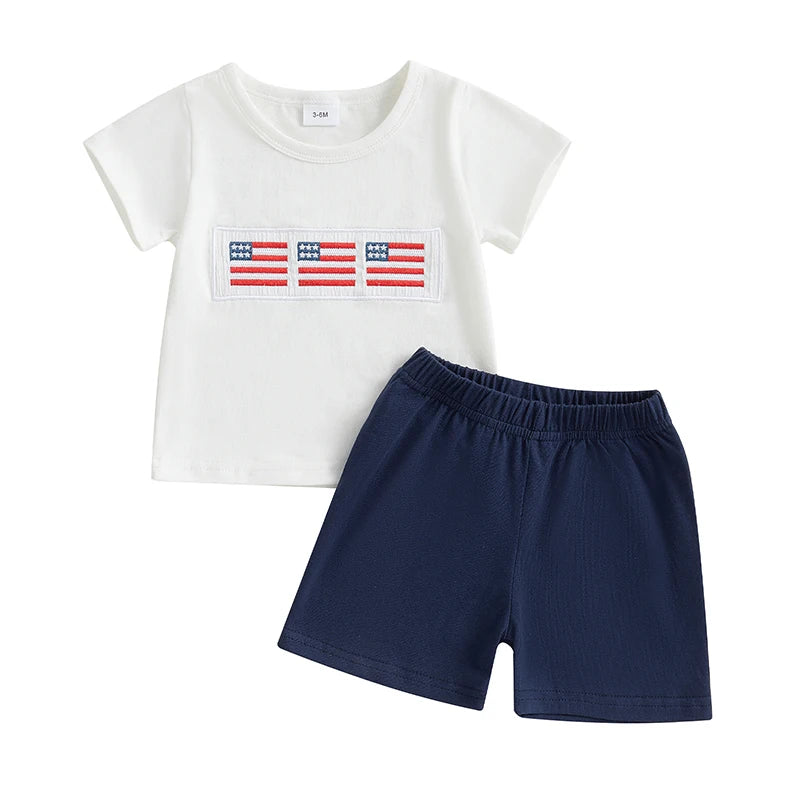 Baby Girl Boy Independence Day Clothes 4th of July Kids Outfits American Flag Summer Outfit Top Shorts 2Pcs