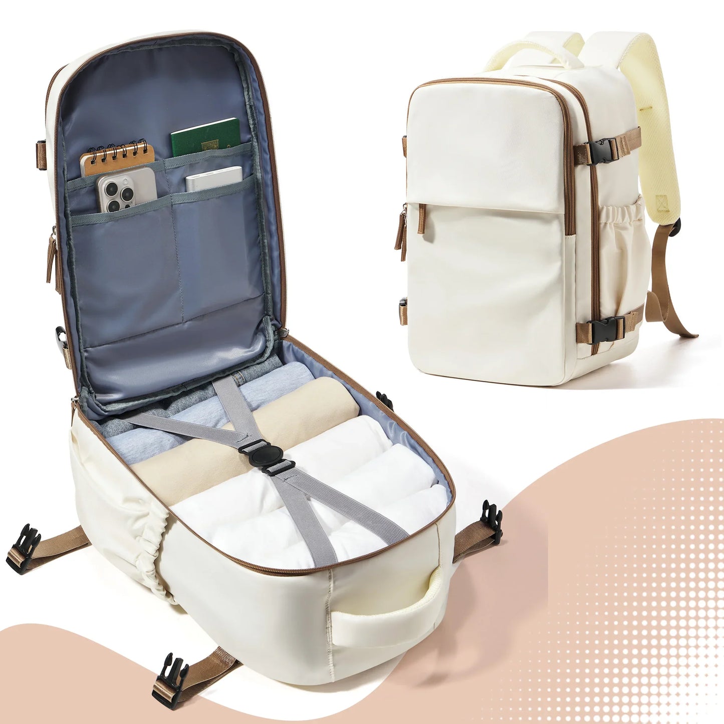 Travel Backpack Cabin Bag 40x26x18 Wizzair Carry-Ons, Aeroplane Men Women 15.6 inch Laptop Backpack, Waterproof Casual Bussiness