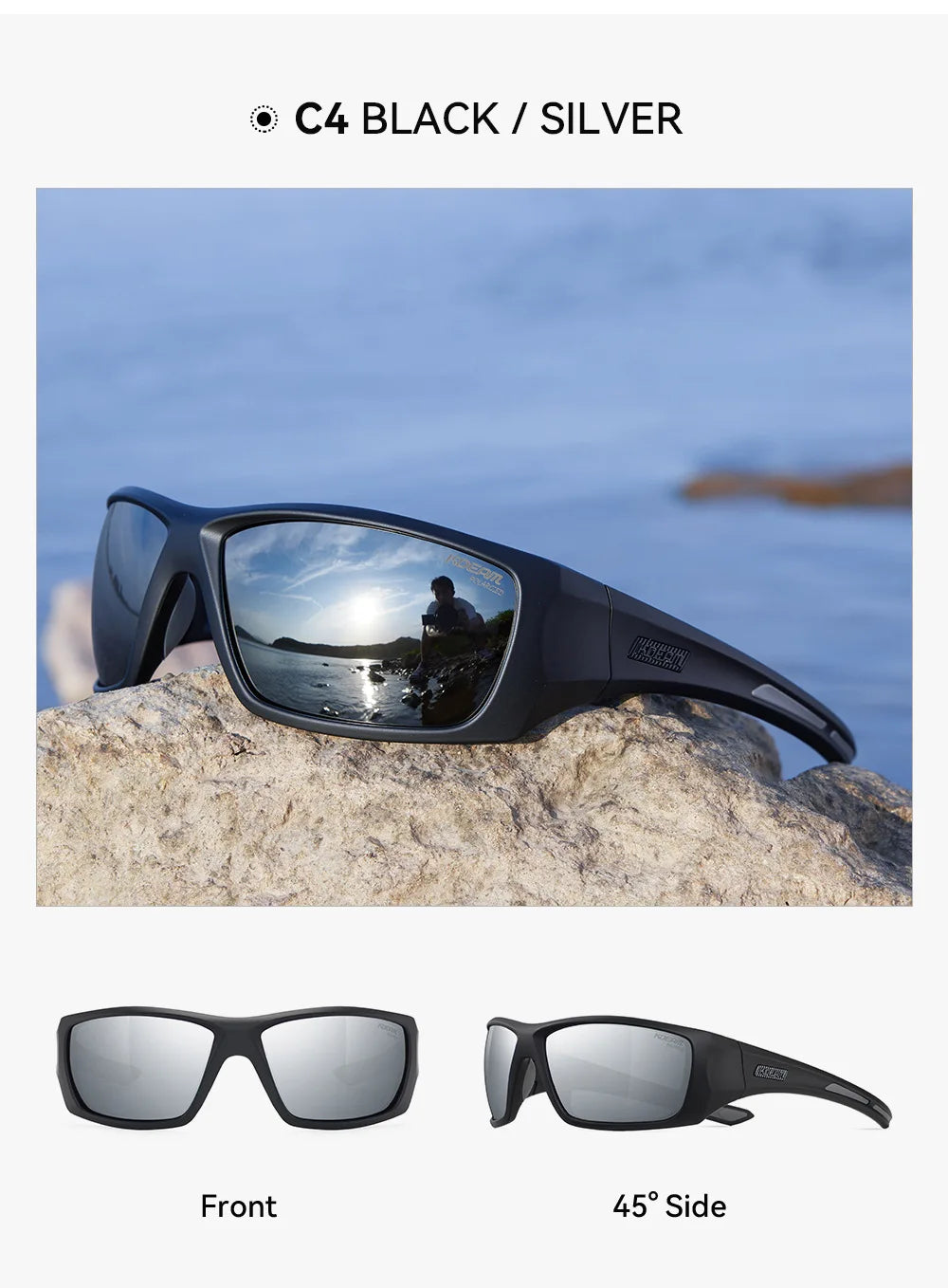KDEAM Outdoor Sports Polarized Sunglasses Men's Fishing TR90 Frame UV Protection Lens Shield Sun Glasses Women Eyewear with Box