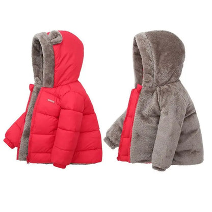 Winter Kids Thicken Jackets For Girls Coats Boys Jackets Plus Cashmere Jackets Toddler Hooded Outerwear Infant Children Clothes