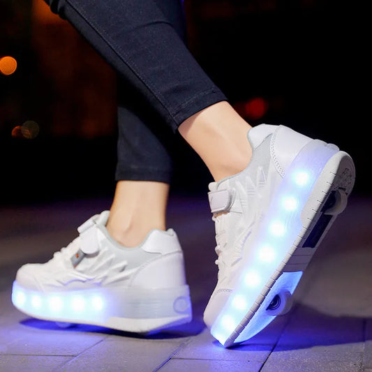 Kids Roller Skate Shoes Led Light Boys Girls Sneakers with 2 Wheels Sport Sneakers