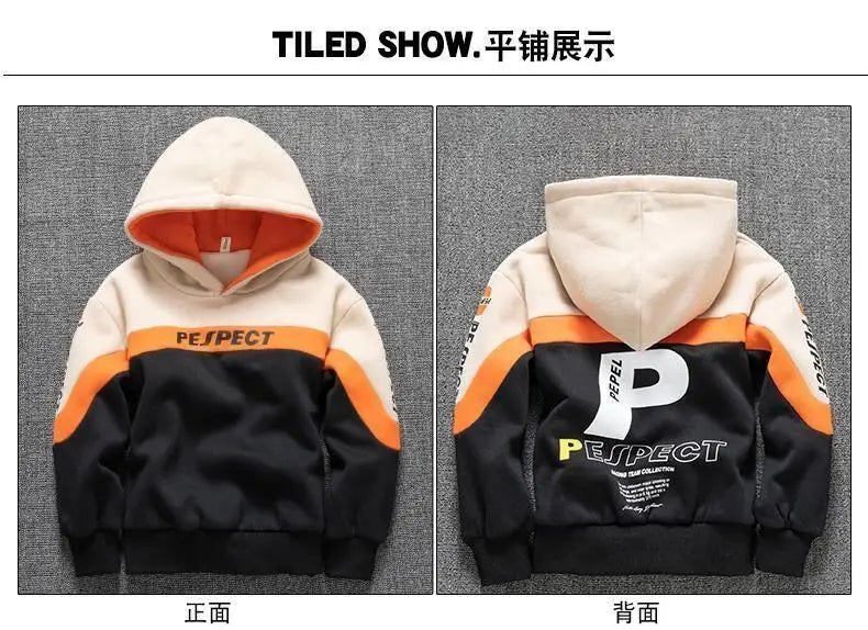 Boys Clothes Set Kids Letter Print Hoodies+Pants 2pcs Tracksuit Teenagers Thick Costume 4 To 14Yrs Big Children's Clothing Suits