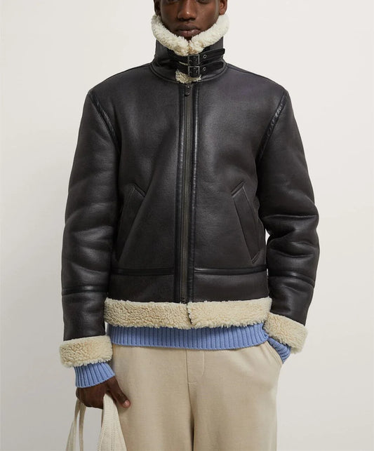 Winter Warm Lapel Suede Lambskin Jacket Retro Fur One Zipper Jacket For Men