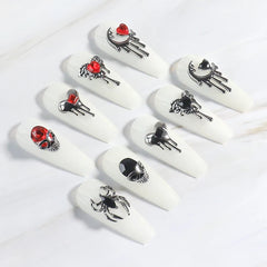 Alloy Skull Nail Charms Retro Halloween Decals Ornaments 3D Ghost Silver Classic