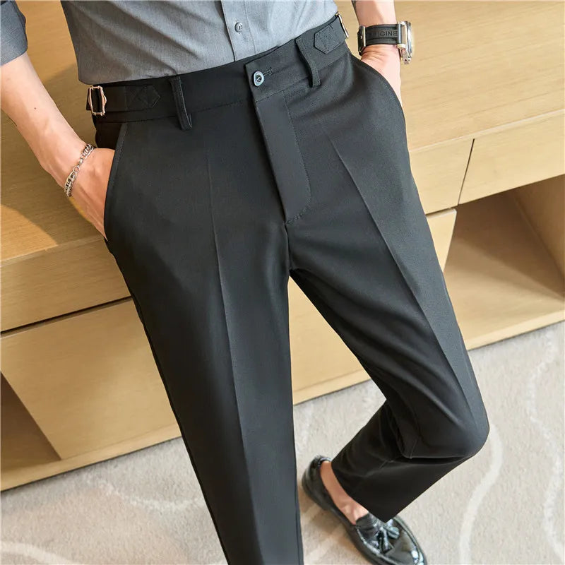 Suit Pants Men Fashion Smart Casual Suit Trousers Slim Fit Wedding Party Formal Dress Mens