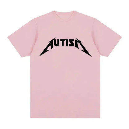 Autism Metal Rock Meme T-shirt Men Women Fashion Hip Hop Short Sleeve Oversized T-shirts Summer Sport Loose T Shirt Tops