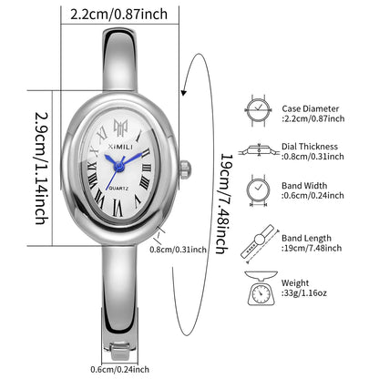 Elegant Oval Roma Dial Women Quartz Watch Fashion Bracelet Strap Ladies Wristwatch Reloj Mujer Girls Clock Gift