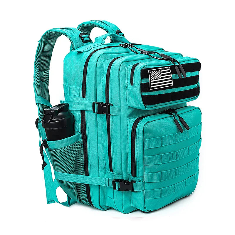 LHI 45L Tactical Backpack for Men and Women Large Athlete Gym Bag Outdoor Sports Hiking Survival Rucksack with Bottle Holder