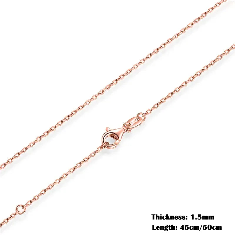 BAMOER Classic Basic O-chain Solid 925 Sterling Silver Lobster Clasp Adjustable Necklace Box Cable Chain DIY Jewelry for Women