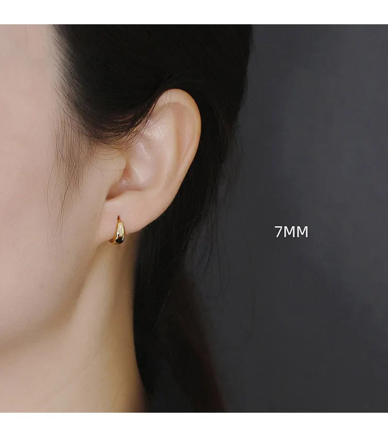 TrustDavis Real 925 Sterling Silve Fashion Inside Diameter 6 7 8 9 10mm Hoop Earrings For Women Men Personality Jewelry DG0132