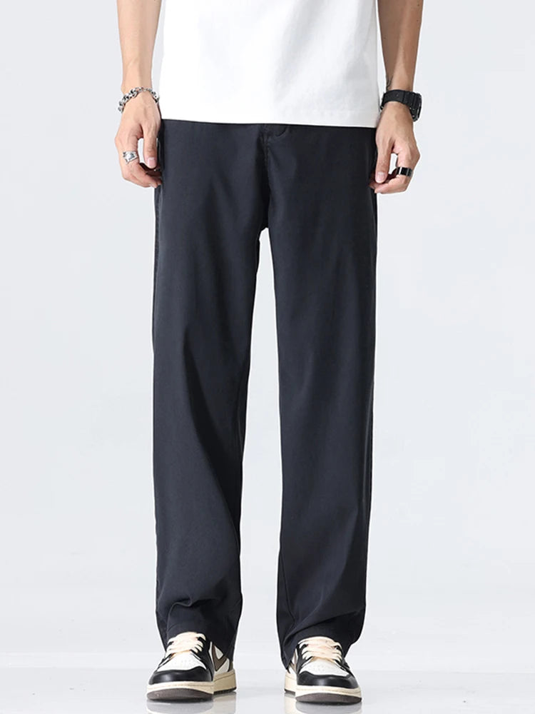Pants Men Lyocell Fabric Breathable Soft Straight Casual Trousers Loose