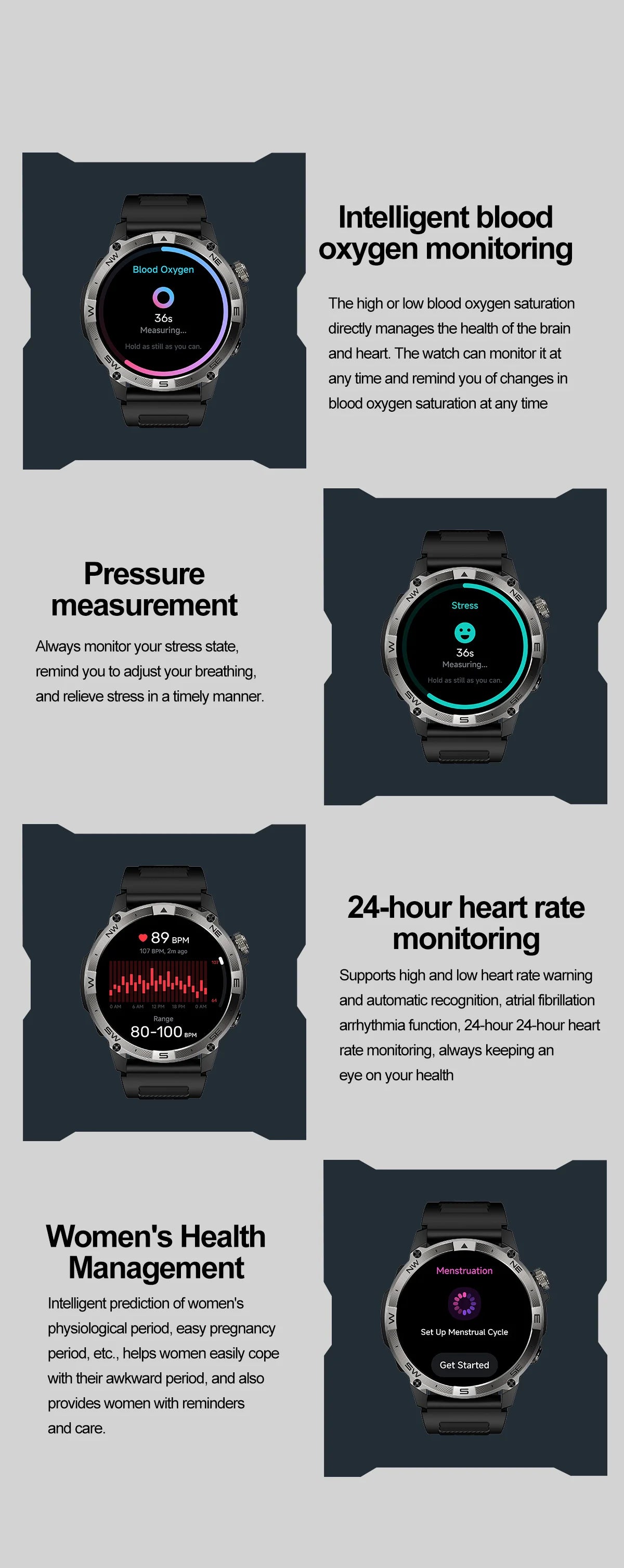 NORTH EDGE GPS Sports Smart Watch 1.43'' Amoled Display AOD Mens Watch Bluetooth Call Altitude Barometer Compass IP68 Waterproof