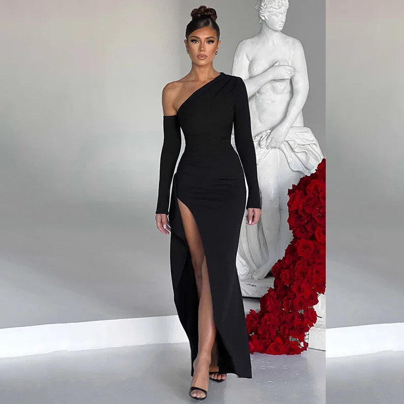 Evening wear Dresses: off Shoulder High Slit Evening Dress Elegant
