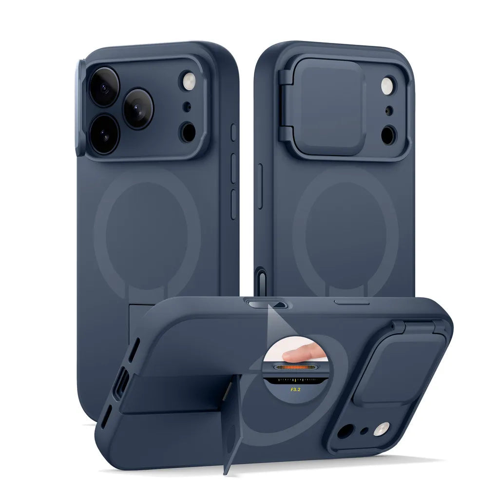 iPhone 17 Pro Max Case Magnetic Protective Cover with Camera Cover Adjustable Metal Kickstand