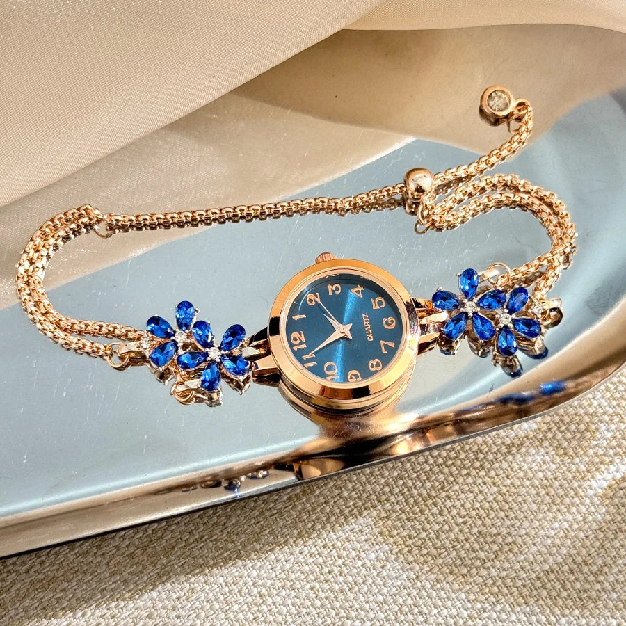Live burst new diamond set flowers color diamond simple fashion pull bracelet watch women's watch