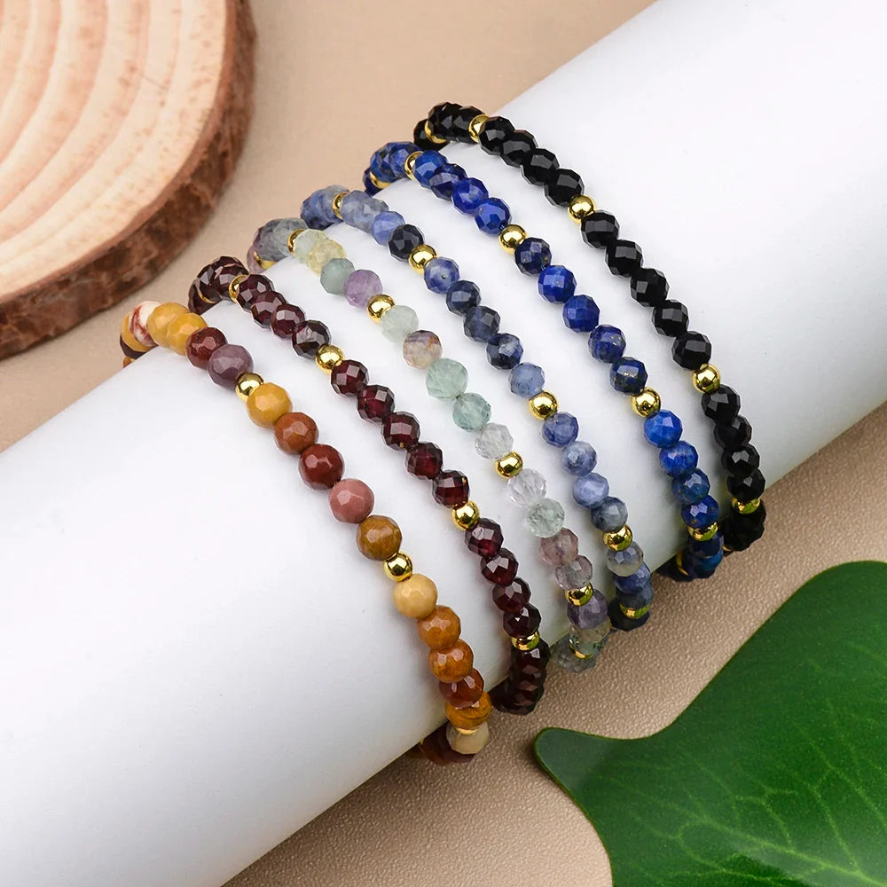 4mm Natural Stone And Hematite Bead Braided Adjustable Bracelet Suitable For Men And Women Daily Holiday Birthday Wear