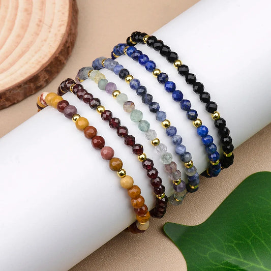 4mm Natural Stone And Hematite Bead Braided Adjustable Bracelet Suitable For Men And Women Daily Holiday Birthday Wear